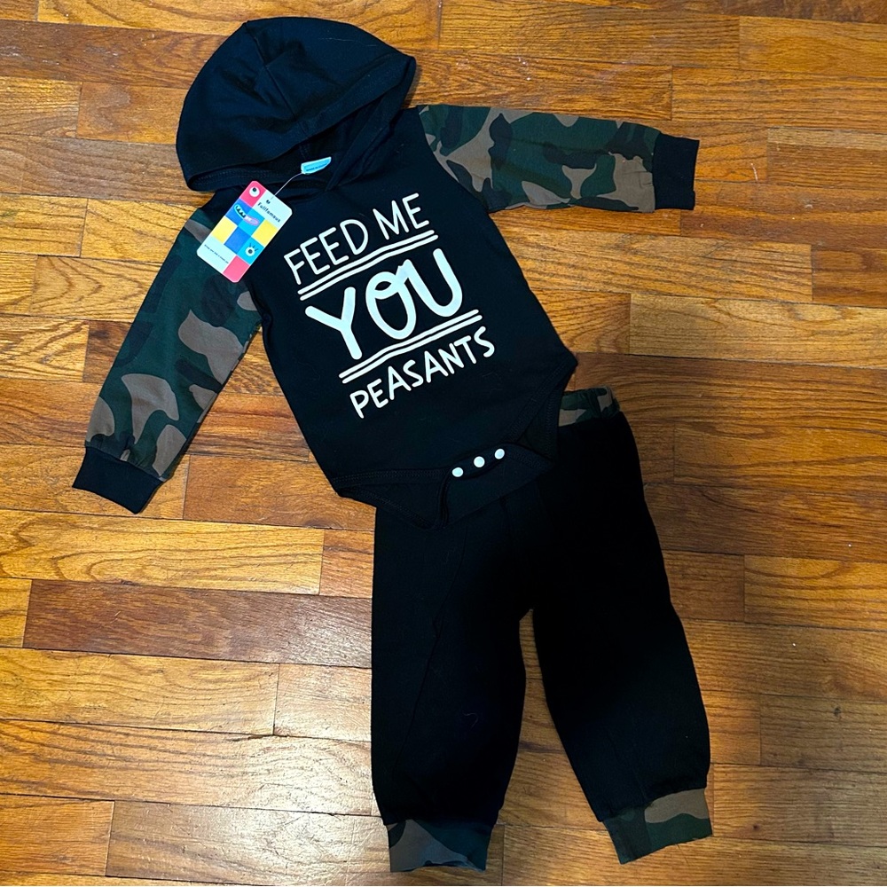 NWT Camouflage Hooded Onesie and Pants Set